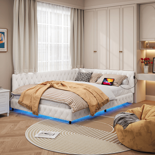 Cama estofada, luzes LED, portas USB, grades de segurança. Cama estofada, luzes LED, portas USB, grades de segurança.