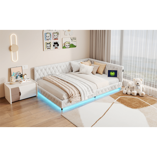 Cama estofada, luzes LED, portas USB, grades de segurança. Cama estofada, luzes LED, portas USB, grades de segurança.