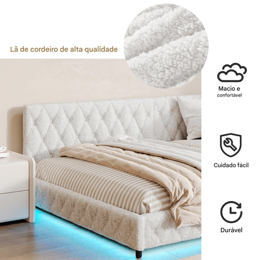 Cama estofada, luzes LED, portas USB, grades de segurança. Cama estofada, luzes LED, portas USB, grades de segurança.