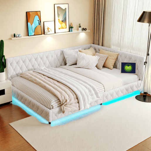 Cama estofada, luzes LED, portas USB, grades de segurança. Cama estofada, luzes LED, portas USB, grades de segurança.