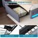 Cama doble, LED, USB, 4 cajones 210x182 Cama doble, LED, USB, 4 cajones 210x182 Gris