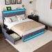 Cama doble, LED, USB, 4 cajones 210x182 Cama doble, LED, USB, 4 cajones 210x182 Gris