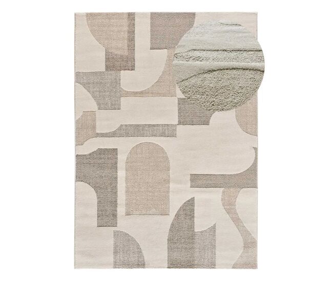 Alfombra geométrica con relieve crema verona, 160x230 cm - atticgo