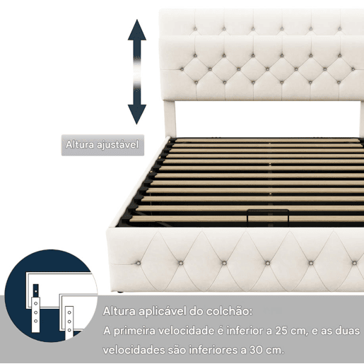 Cama 160x200cm, cama de casal hidráulica, cama funcional com cabeceira ajustável, veludo, adequada para adultos e adolescentes Cama 160x200cm, cama de casal hidráulica, cama funcional com cabeceira ajustável, veludo, adequada para adultos e adolescentes