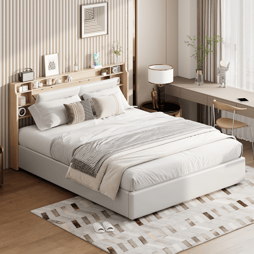 Cama moderna com espaço de armazenamento Cama moderna com espaço de armazenamento