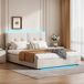 Cama LED, cama con almacenaje, cama doble, cama funcional 208x144 Cama LED, cama con almacenaje, cama doble, cama funcional 208x144 Beige