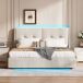 Cama LED, cama con almacenaje, cama doble, cama funcional 208x164 Cama LED, cama con almacenaje, cama doble, cama funcional 208x164 Beige