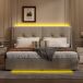 Cama LED, cama con almacenaje, cama doble, cama funcional 208x164 Cama LED, cama con almacenaje, cama doble, cama funcional 208x164 Beige