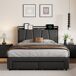 Cama 1, USB, Tipo C, Cama doble, Cajón, Luz LED 200x144 Cama 1, USB, Tipo C, Cama doble, Cajón, Luz LED 200x144 Gris