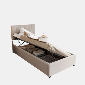 Cama 90x200cm, cama hidráulica, canapé, lino, beige