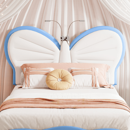 Cama de 90x200 cm, altura ajustável, cabeceira borboleta com luz de leitura LED, estofamento de veludo, adequada para colchões de 10 a 15 cm, fácil de montar. Cama de 90x200 cm, altura ajustável, cabeceira borboleta com luz de leitura LED, estofamento de veludo, adequada para colchões de 10 a 15 cm, fácil de montar.