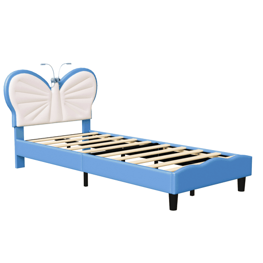 Cama de 90x200 cm, altura ajustável, cabeceira borboleta com luz de leitura LED, estofamento de veludo, adequada para colchões de 10 a 15 cm, fácil de montar. Cama de 90x200 cm, altura ajustável, cabeceira borboleta com luz de leitura LED, estofamento de veludo, adequada para colchões de 10 a 15 cm, fácil de montar.