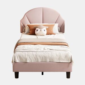 Cama de 90x200 cm com cabeceira regulável em altura, cama de solteiro em veludo com encosto e cabeceira estofados, fácil montagem