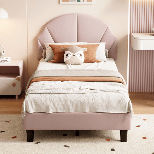 Cama de 90x200 cm com cabeceira regulável em altura, cama de solteiro em veludo com encosto e cabeceira estofados, fácil montagem Cama de 90x200 cm com cabeceira regulável em altura, cama de solteiro em veludo com encosto e cabeceira estofados, fácil montagem