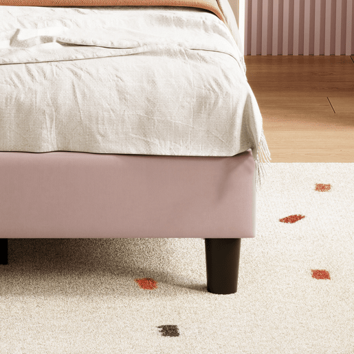 Cama de 90x200 cm com cabeceira regulável em altura, cama de solteiro em veludo com encosto e cabeceira estofados, fácil montagem Cama de 90x200 cm com cabeceira regulável em altura, cama de solteiro em veludo com encosto e cabeceira estofados, fácil montagem