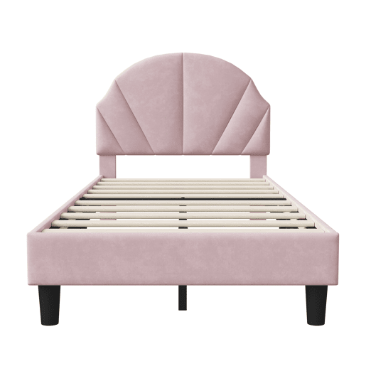 Cama de 90x200 cm com cabeceira regulável em altura, cama de solteiro em veludo com encosto e cabeceira estofados, fácil montagem Cama de 90x200 cm com cabeceira regulável em altura, cama de solteiro em veludo com encosto e cabeceira estofados, fácil montagem