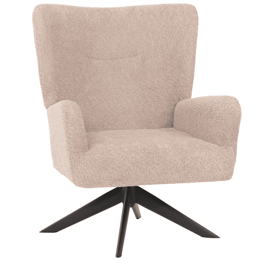 Poltrona de descanso cadeira de coquetel estofada reclinável giratória tecido chenille taupe e metal 04_0006378