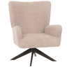 Poltrona de descanso cadeira de coquetel estofada reclinável giratória tecido chenille taupe e metal 04_0006378