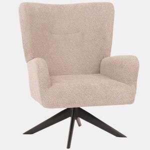 Poltrona de descanso cadeira de coquetel estofada reclinável giratória tecido chenille taupe e metal 04_0006378