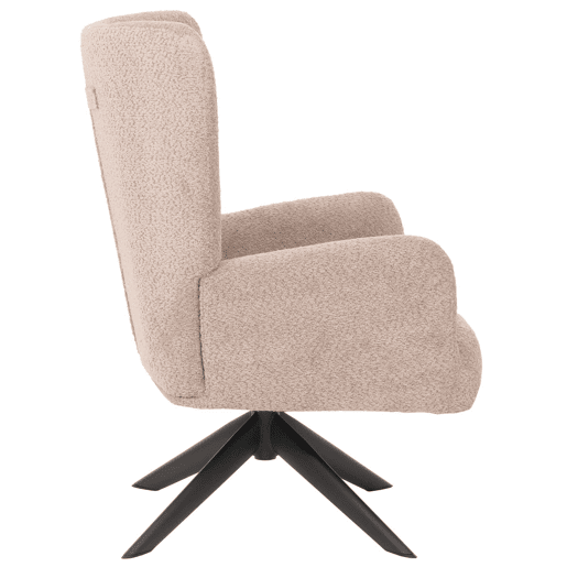 Poltrona de descanso cadeira de coquetel estofada reclinável giratória tecido chenille taupe e metal 04_0006378