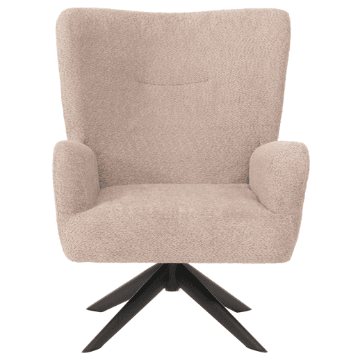 Poltrona de descanso cadeira de coquetel estofada reclinável giratória tecido chenille taupe e metal 04_0006378