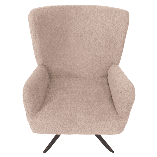 Poltrona de descanso cadeira de coquetel estofada reclinável giratória tecido chenille taupe e metal 04_0006378