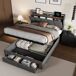 Cama 1, USB, Tipo C, Cama doble, Cajón, Luz LED 210x164 Cama 1, USB, Tipo C, Cama doble, Cajón, Luz LED 210x164 Gris