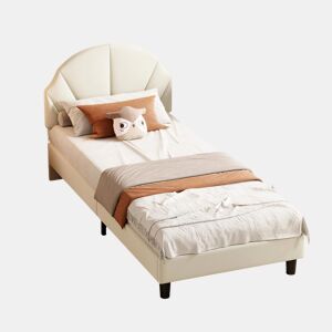 Cama de 90x200 cm com cabeceira regulável em altura, cama de solteiro em veludo com encosto e cabeceira estofados, fácil montagem