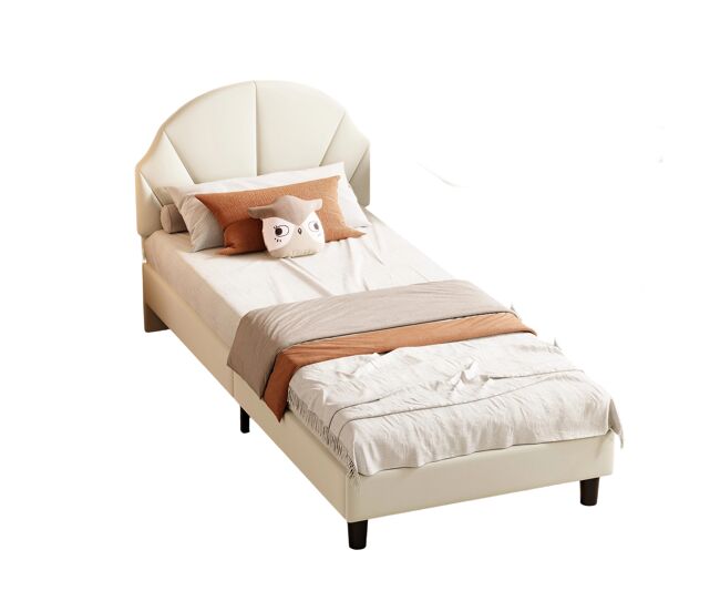 Cama 90x200 cm con cabecero regulable en altura, cama individual de terciopelo con respaldo y cabecero tapizados, fácil montaje