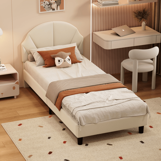 Cama de 90x200 cm com cabeceira regulável em altura, cama de solteiro em veludo com encosto e cabeceira estofados, fácil montagem Cama de 90x200 cm com cabeceira regulável em altura, cama de solteiro em veludo com encosto e cabeceira estofados, fácil montagem