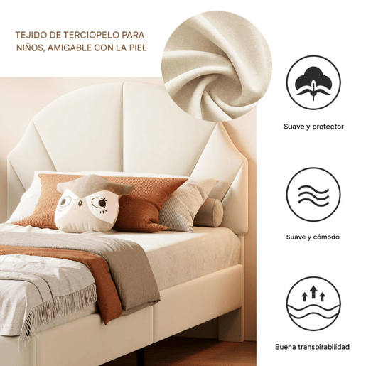 Cama de 90x200 cm com cabeceira regulável em altura, cama de solteiro em veludo com encosto e cabeceira estofados, fácil montagem Cama de 90x200 cm com cabeceira regulável em altura, cama de solteiro em veludo com encosto e cabeceira estofados, fácil montagem