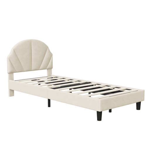 Cama de 90x200 cm com cabeceira regulável em altura, cama de solteiro em veludo com encosto e cabeceira estofados, fácil montagem Cama de 90x200 cm com cabeceira regulável em altura, cama de solteiro em veludo com encosto e cabeceira estofados, fácil montagem