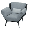 Poltrona de coquetelcadeira de descanso acolchoada em PVC preto e tecido cinza com detalhes em metal preto 04_0006841