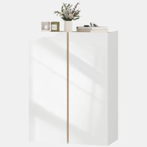 Sapateira de 6 níveis com 2 portas em branco brilhante com fecho suave e prateleiras ajustáveis 70x33,5x95 cm branca