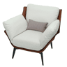 Poltronacadeira de bar com assento e encosto estofados em PVC marrom escuro e tecido creme com detalhes em metal preto 04_0006840