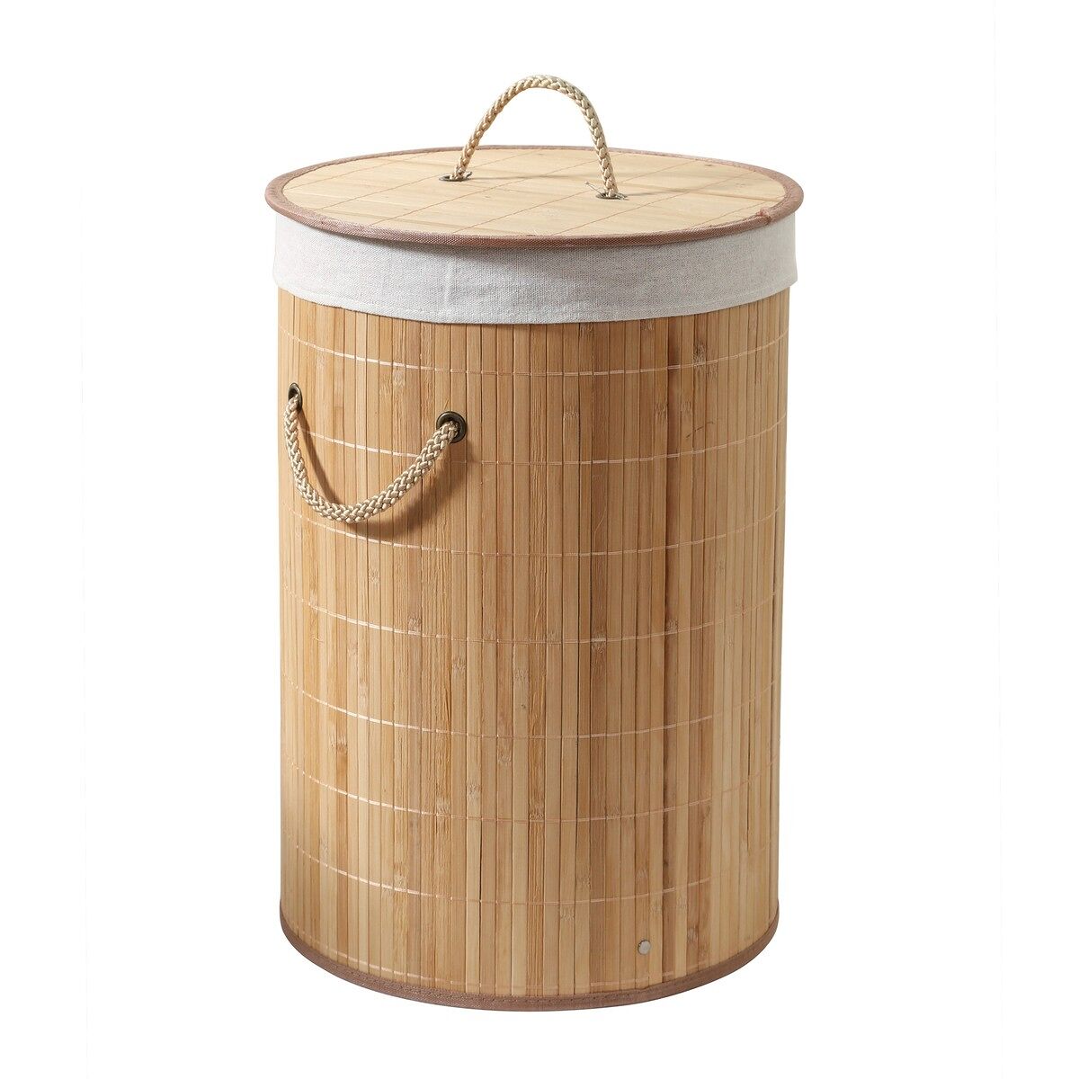 Cesta de ropa redonda de bambú 60l h50 cm - ysa