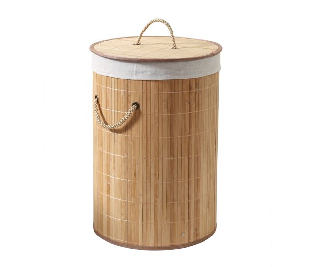 Cesta de ropa redonda de bambú 60l h50 cm - ysa