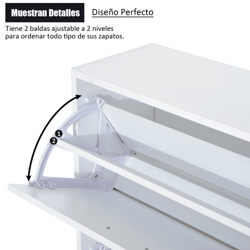 Sapateira moderna, armário estreito para sapatos deredor com 2 gavetas e prateleiras ajustáveis, 60x24x80 cm, branca Sapateira moderna, armário estreito para sapatos deredor com 2 gavetas e prateleiras ajustáveis, 60x24x80 cm, branca