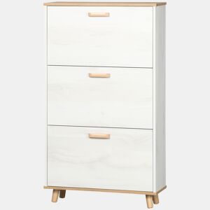 Sapateira moderna com 3 gavetas basculantes para 12 pares de sapatos para hall de entrada, 70x23,5x122 cm, branca