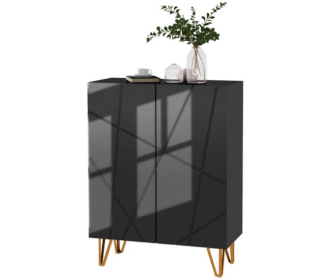 Zapatero de entrada recibidor con estantes ajustables cierre suave para 15-20 pares 72x31,5x95 cm negro