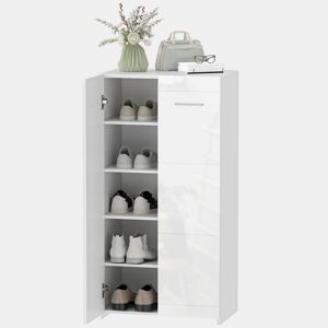 Sapateira moderna com prateleiras ajustáveis para 10 pares de sapatos, 55x36x108 cm, branco brilhante
