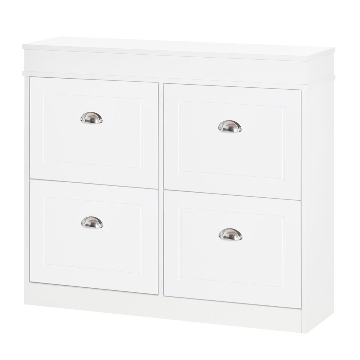Mueble zapatero de 4 puertas zapatero estrecho con estantes ajustables y extraíbles capacidad de 16 pares para pasillo entrada recibidor 98x24x83 cm