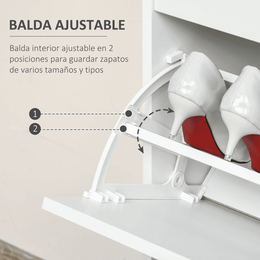 Sapateira estreita com 4 portas, prateleiras ajustáveis e removíveis, capacidade para 16 pares, ideal para hall de entrada, 98 x 24 x 83 cm, branca Sapateira estreita com 4 portas, prateleiras ajustáveis e removíveis, capacidade para 16 pares, ideal para hall de entrada, 98 x 24 x 83 cm, branca