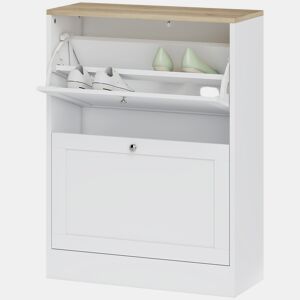 Sapateira pararedor com 2 portas e prateleiras ajustáveis para 12 pares de sapatos, 60x23,5x80 cm, branca