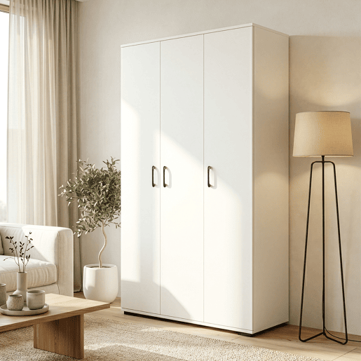 Armário multifuncional Chalvefted com 3 portas e compartimentos 175x90x35 cm Branco en.casa