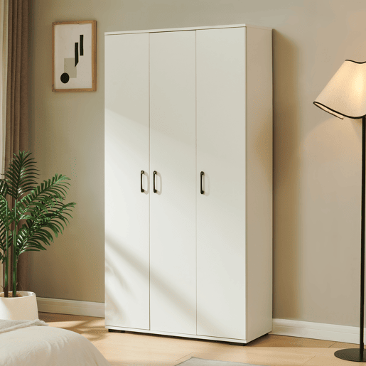 Armário multifuncional Chalvefted com 3 portas e compartimentos 175x90x35 cm Branco en.casa
