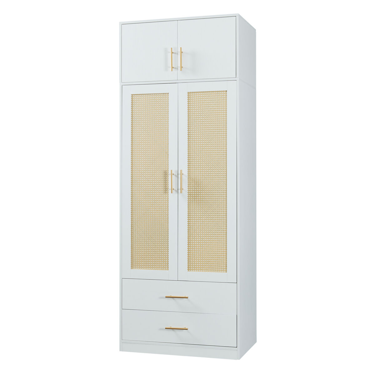 Armario Larundi 4 puertas 1 perchero 2 cajones [en.casa] 80 Blanco