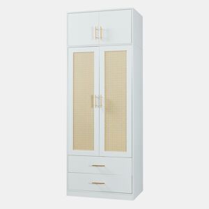 Roupeiro Larundi 4 portas 1 varão 2 gavetas 216x80x52cm Branco Carvalho en.casa