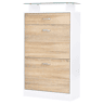 Sapateira com 3 gavetas, prateleira de vidro e puxador de alumínio para hall de entrada, 60x24x105,5 cm, natural