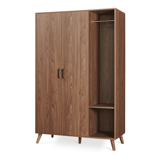 Roupeiro Norg 2 portas 2 varões 5 compartimentos 191x80x52 cm Aspecto nogueira en.casa
